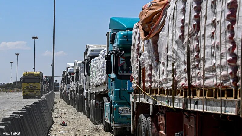 دخول مساعدات جديدة إلى غزة من نقطة عبور مفتوحة حديثا
