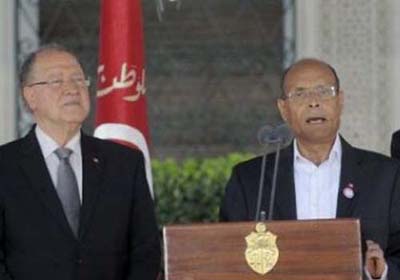 رشق المرزوقي بالحجارة أثناء الاحتفالات بذكرى الثورة التونسية