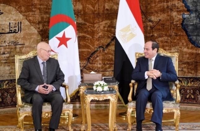 الرئيس السيسي يبحث مع الرئيس الجزائري المؤقت العلاقات الثنائية