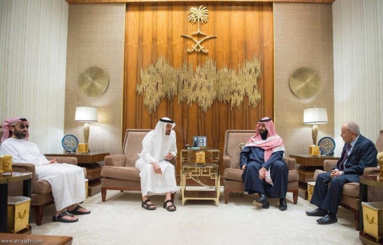 بن سلمان وولي عهد أبو ظبي يجتمعان مع رئيس حزب الإصلاح الاسلامي اليمني
