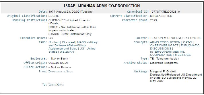 بالوثائق:إسرائيل اقترحت على إيران إنتاج أسلحة مشتركة وصواريخ أريحا وطائرة مقاتلة .